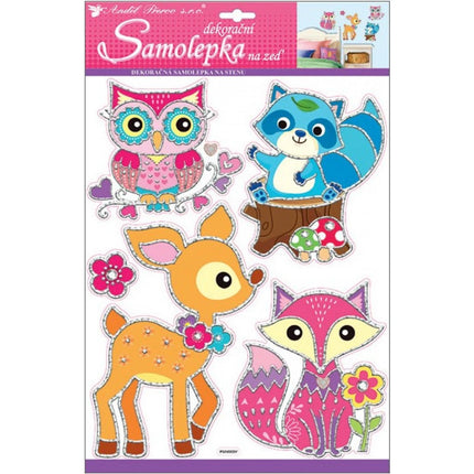 Samolepky na zeď Zvířátka s hologramovou konturou 42 x 28 cm