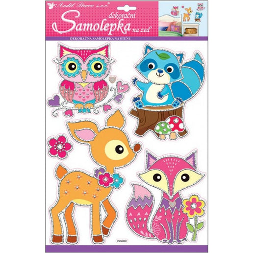Samolepky na zeď Zvířátka s hologramovou konturou 42 x 28 cm