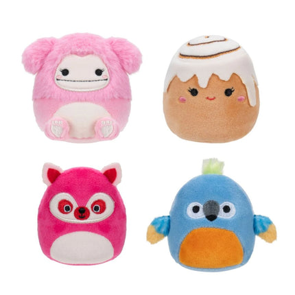 Squishmallows Micromallows 4Pack - Mýval, Bigfoot, Ara, Skořicová rolka