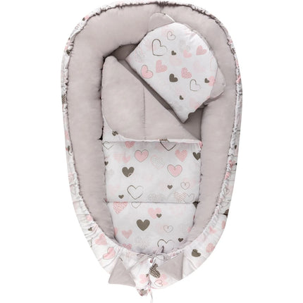 Hagi Hnízdečko s polštářkem soft Srdíčka šedá