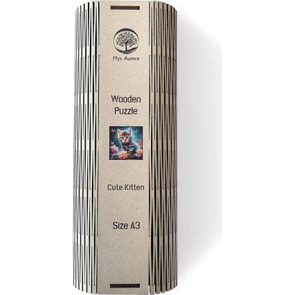 Dřevěné puzzle Roztomilé kotě A3