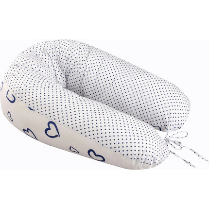 Ados kojící polštář 150 x 30 cm Srdíčka puntíky modrá bílá