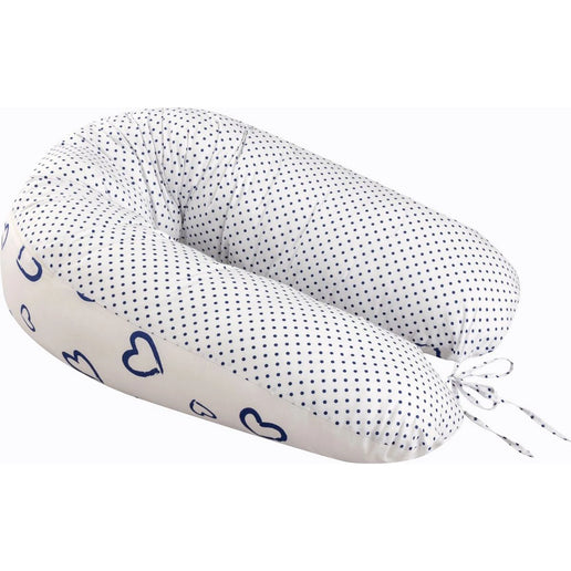 Ados kojící polštář 150 x 30 cm Srdíčka puntíky modrá bílá