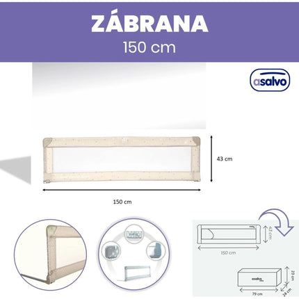 Asalvo Zábrana k posteli 150 stars beige