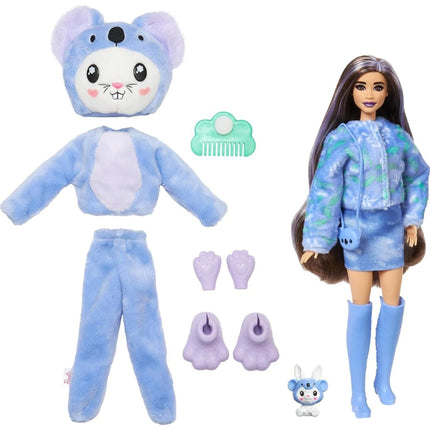 Barbie Cutie Reveal v kostýmu Zajíček ve fialovém kostýmu černobílá Koala
