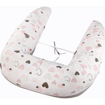 Abra multifunkční polštář XXL Srdíčka růžová šedá