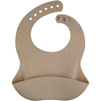 Silikonový bryndák s kapsou Dots béžový