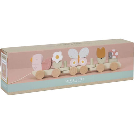 Vláček dřevěný Květiny a motýli