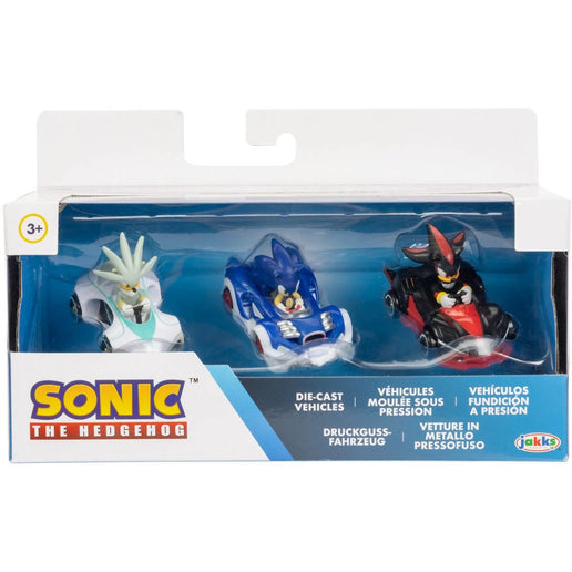 Kovový model autíčka s figurkou Sonic 1:64 3 ks