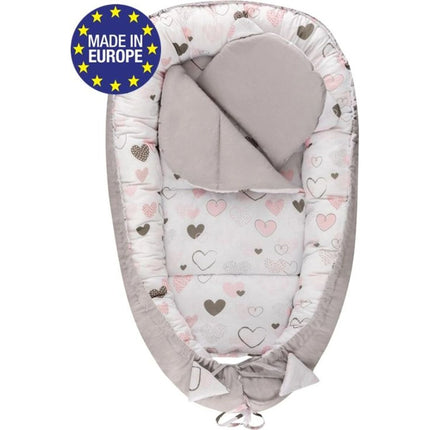 Hagi Hnízdečko s polštářkem soft Srdíčka šedá