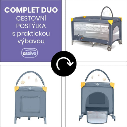 Asalvo Cestovní postýlka Complet duo puppy, druhé dno, hrazdička