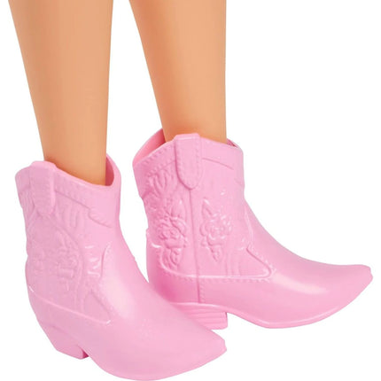 Barbie Modelka modré šaty s motýlky HYT89