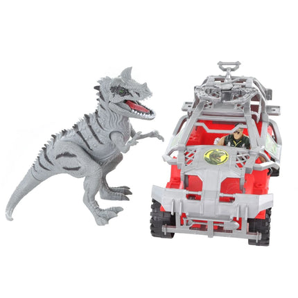 Terénní auto s dinosaurem
