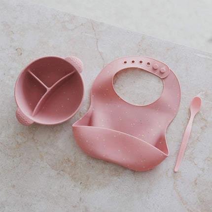 Silikonová dělená miska s přísavkou Dots 360 ml růžová