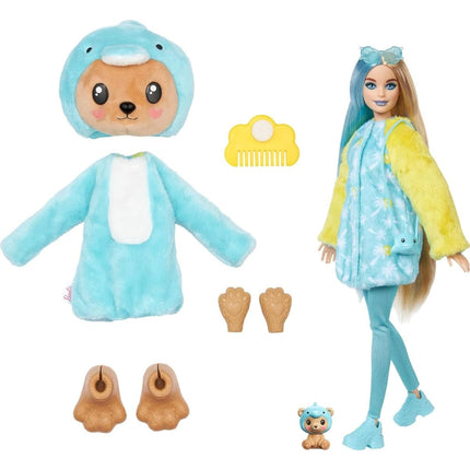 Barbie Cutie Reveal v kostýmu Medvědice v modrém kostýmu Delfín