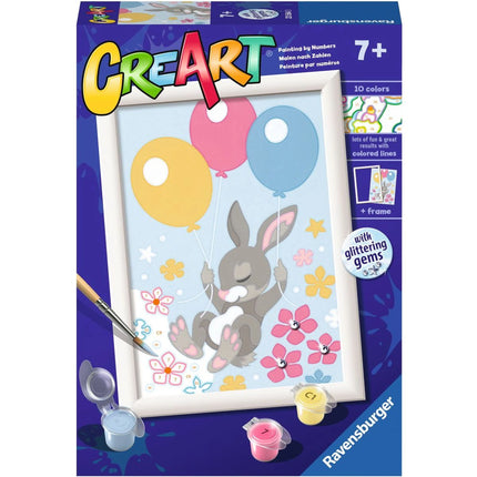 CreArt Létající zajíček s balónky (se třpytivými kamínky)