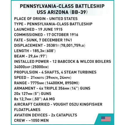 Cobi 4843 I. světová válka USS Arizona BB-39 2046 dílků