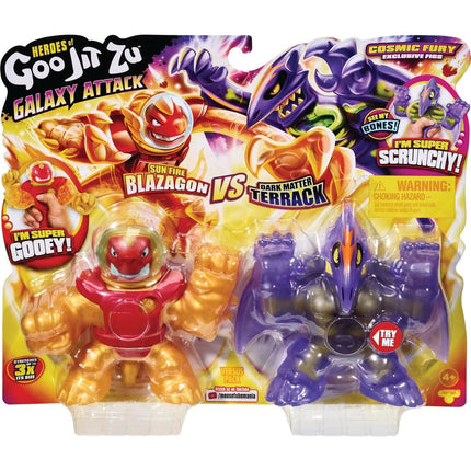 Goo Jit Zu Figurka Galaktický útok Série 5 vesus balení Sun Fyre Blazagon vs. Dark Matter Terrack 12 cm
