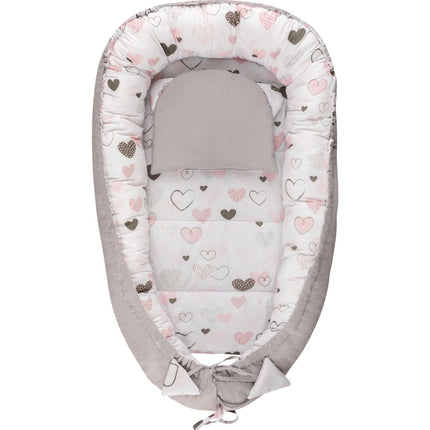 Hagi Hnízdečko s polštářkem soft Srdíčka šedá