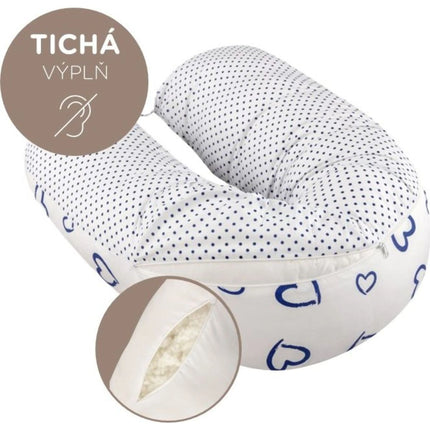 Ados kojící polštář 150 x 30 cm Srdíčka puntíky modrá bílá