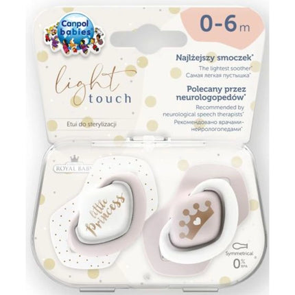 Set symetrických silikonových dudlíků Light touch 0-6m Royal Baby růžový