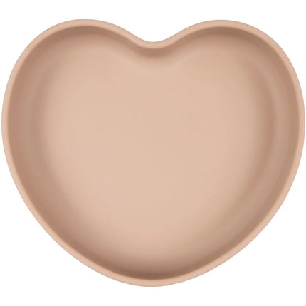 Silikonový talíř s přísavkou srdce béžový