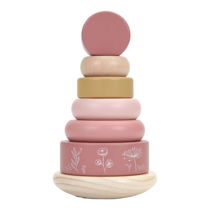 Nasazovací kroužky dřevěné Pink Flowers (12)