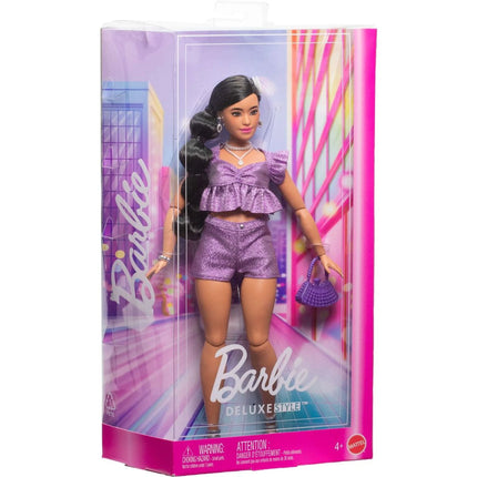 Barbie Deluxe modelka fialové kraťasy