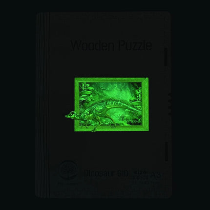 Dřevěné puzzle Dinosaurus A3 GID svítící ve tmě