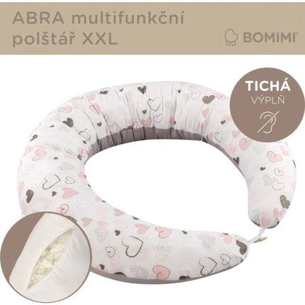 Abra multifunkční polštář XXL Srdíčka růžová šedá