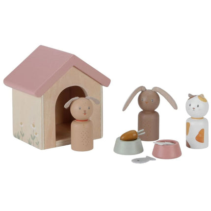 Sada domácí mazlíčci do domečku pro panenky dřevěná