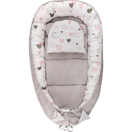 Hagi Hnízdečko s polštářkem soft Srdíčka šedá