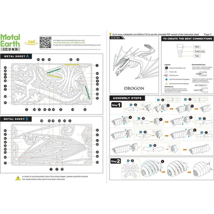 Metal Earth 3D puzzle Hra o trůny: Drogon (ICONX) 56 ks