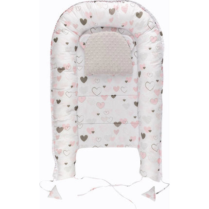 Harmo Hnízdečko s polštářkem minky Srdíčka šedá