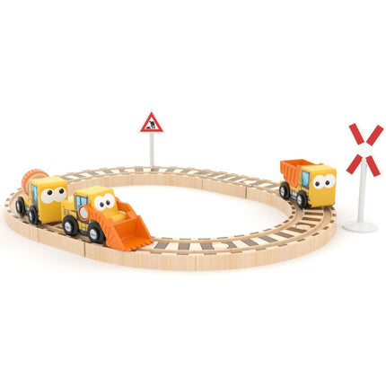 J'ADORE Hrací set s kolejemi Stavební stroje 15 ks