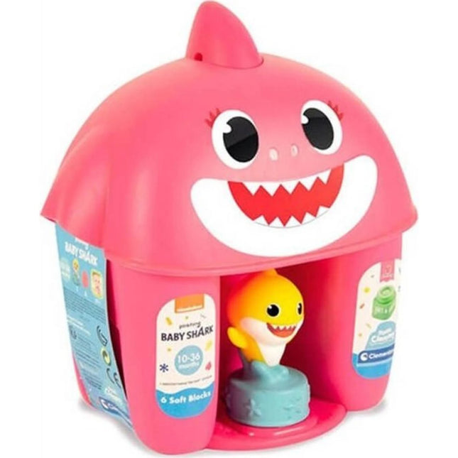 Clemmy Baby Shark Kyblík s kostkami růžový 6 dílků