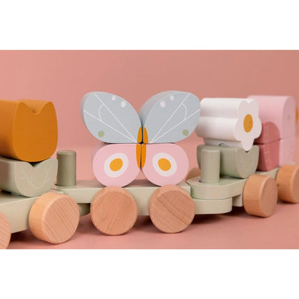 Vláček dřevěný Květiny a motýli