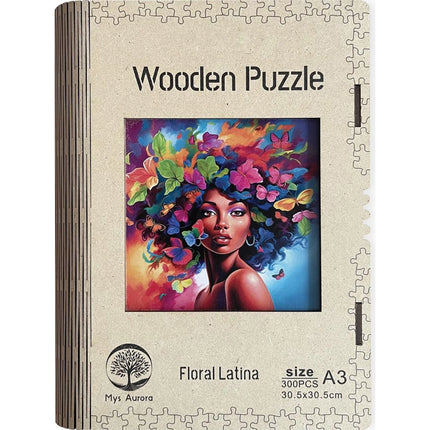 Dřevěné puzzle Květinová latina A3