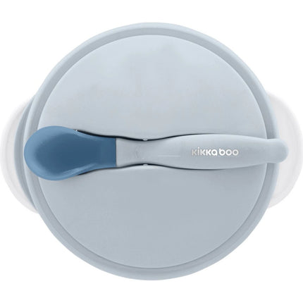 Miska s přísavkou, víčkem a lžičkou s tepelným senzorem Blue