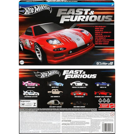 Hot Wheels 10 ks tematický angličák Rychle a zběsile