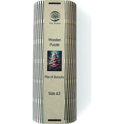 Dřevěné puzzle Hromada donutů A3