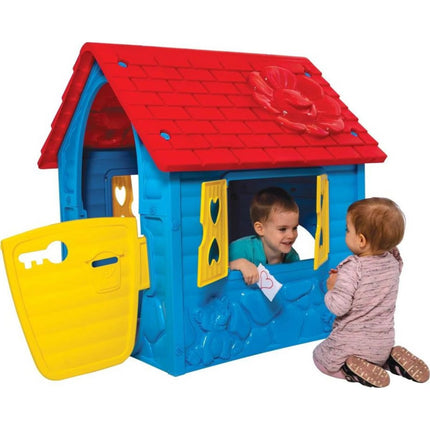 Dětský zahradní domek s kytičkou modrý