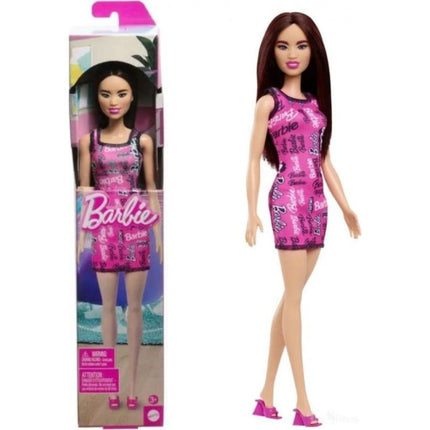 Barbie Modelka šaty Pink Tmavě vínové vlasy HRH10