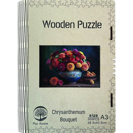 Dřevěné puzzle Kytice chryzantém A3