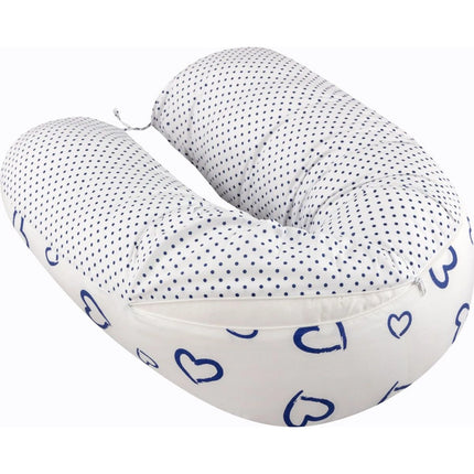 Ados kojící polštář 150 x 30 cm Srdíčka puntíky modrá bílá