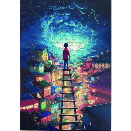 Dřevěné puzzle Kouzelné město A3