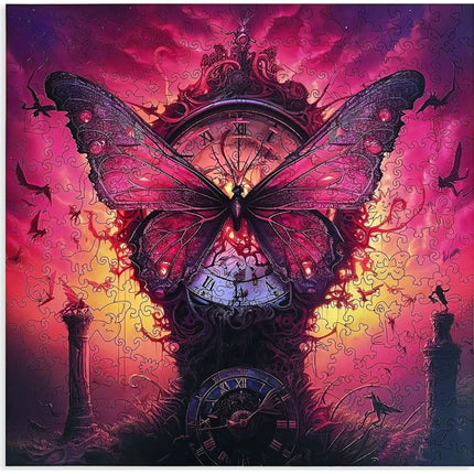 Dřevěné puzzle Motýlí hodiny A3