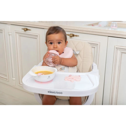 Miska s přísavkou, víčkem a lžičkou s tepelným senzorem Pink