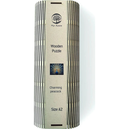 Dřevěné puzzle Páv A2
