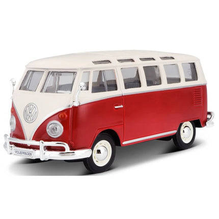 Maisto Volkswagen Van Samba, Bílo-červená 1:25